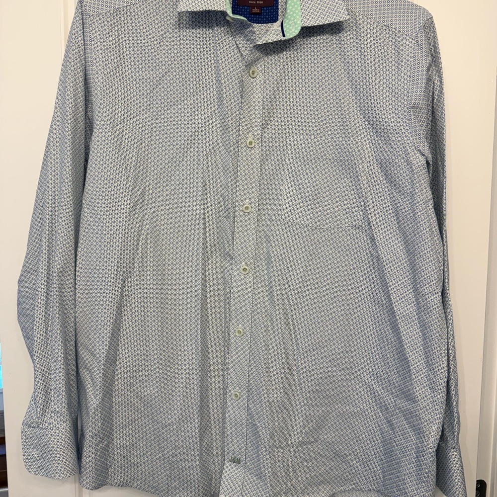 Johnston & Murphy Light Blue Geometric Shirt